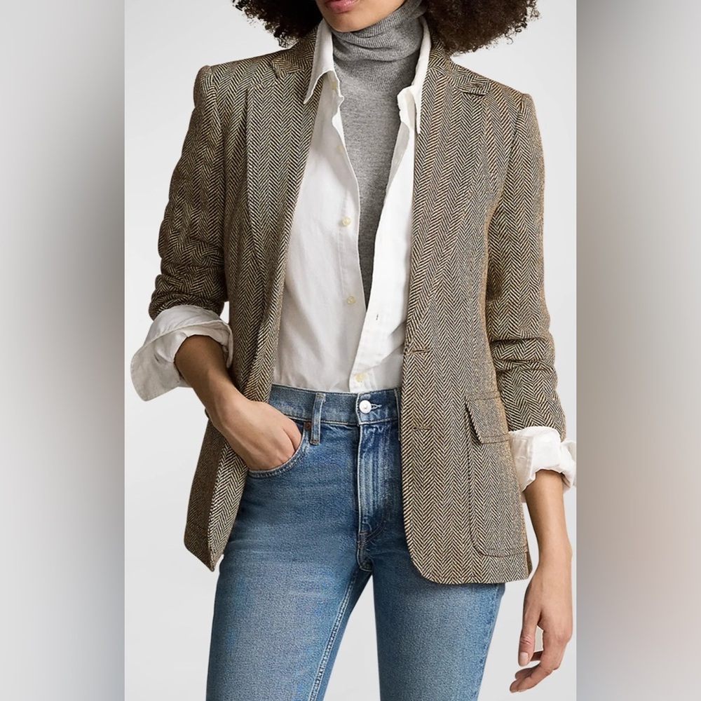 Polo by Ralph Lauren Brown Herringbone Blazer